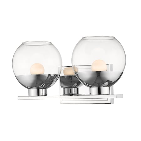 Z-Lite Osono 2 Light Vanity, Chrome & Clear 1924-2V-CH-LED